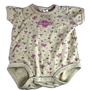 Carter's 3 Months Yellow Pink Floral "Little Cutie" Butterfly Bodysuit